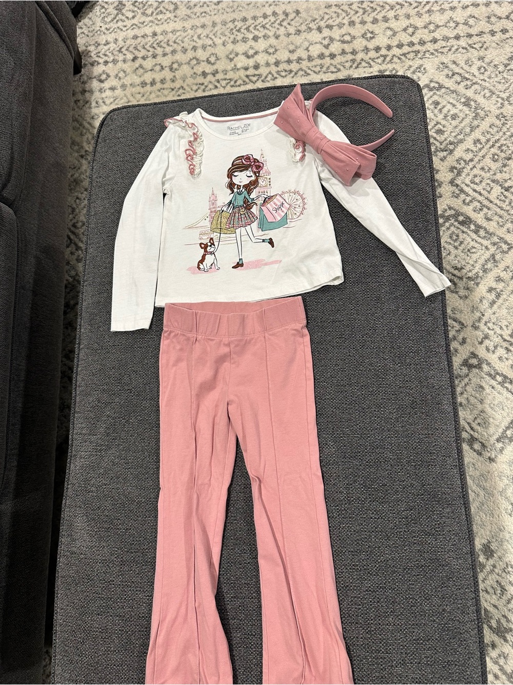 Rachel Zoe Girls Pink and White Matching Set with Headband